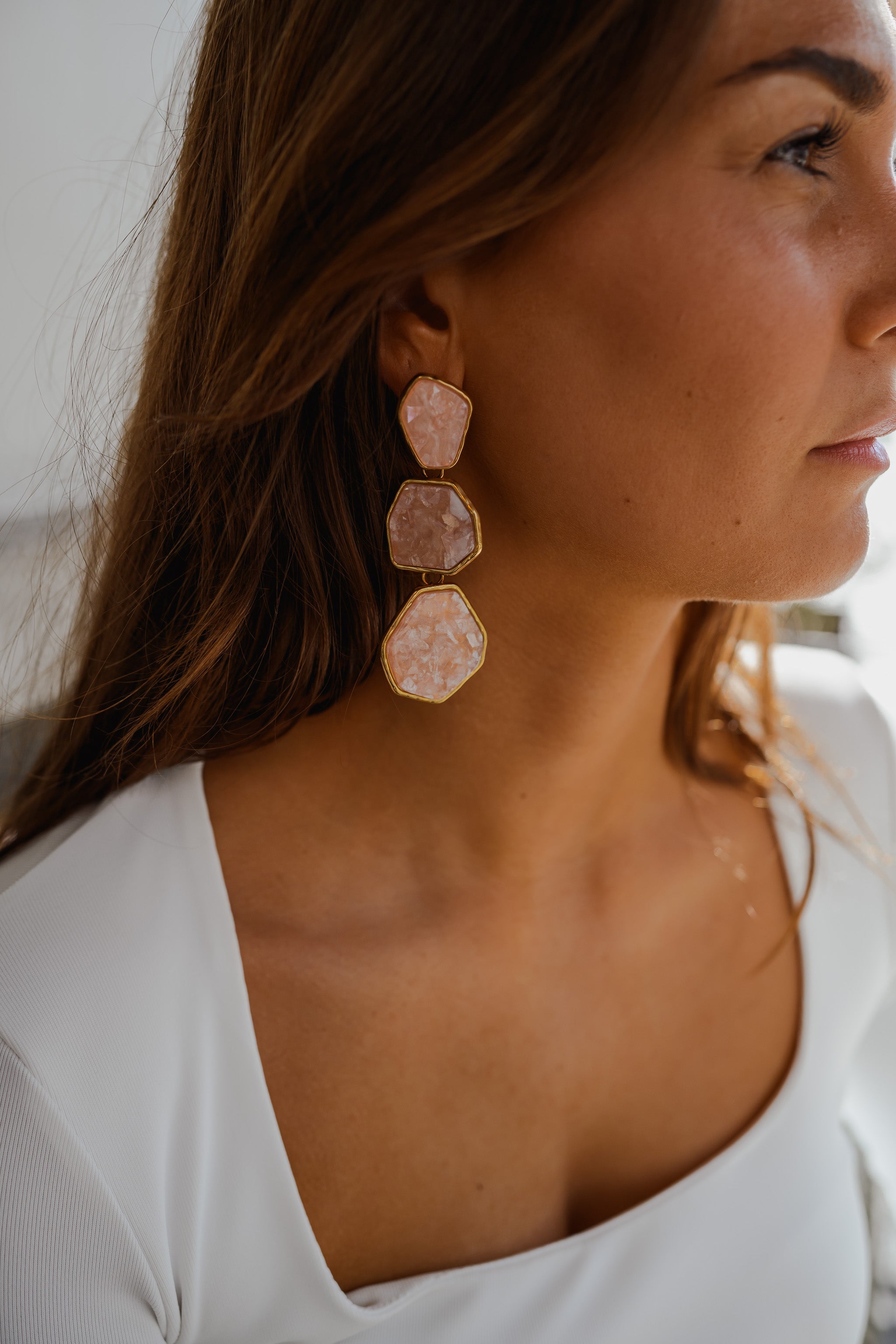 Gold and Pink Palo Earrings