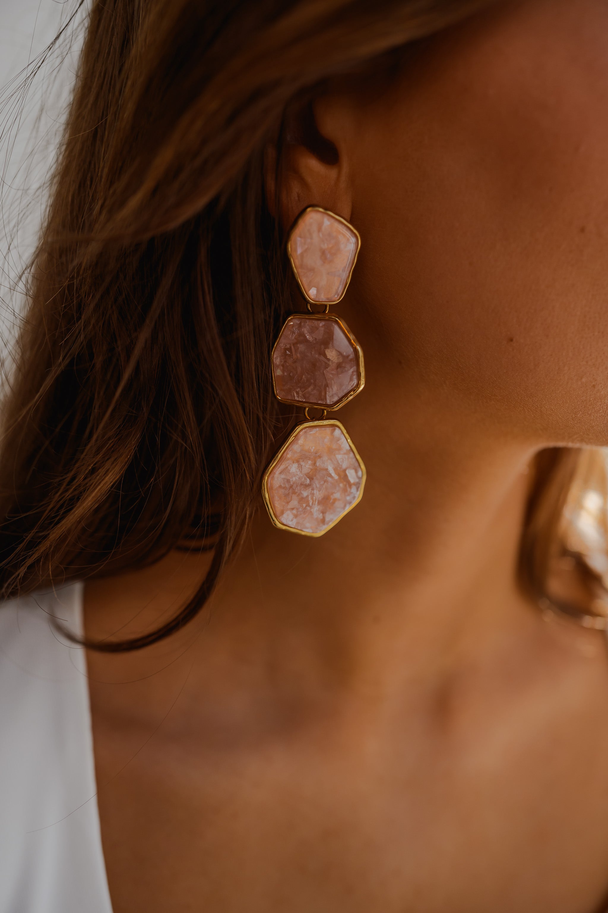 Gold and Pink Palo Earrings
