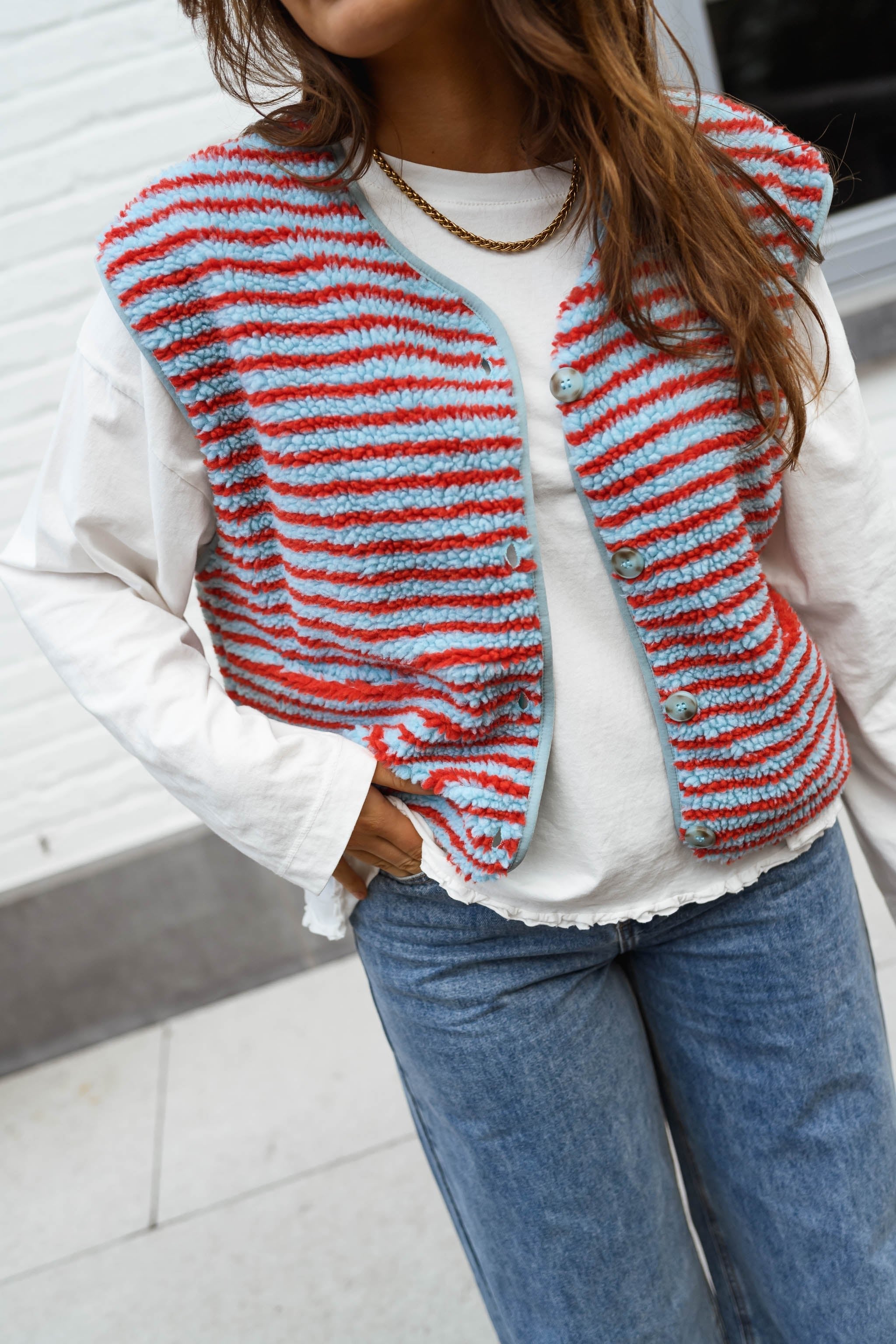 Blue and Coral Taoh Vest