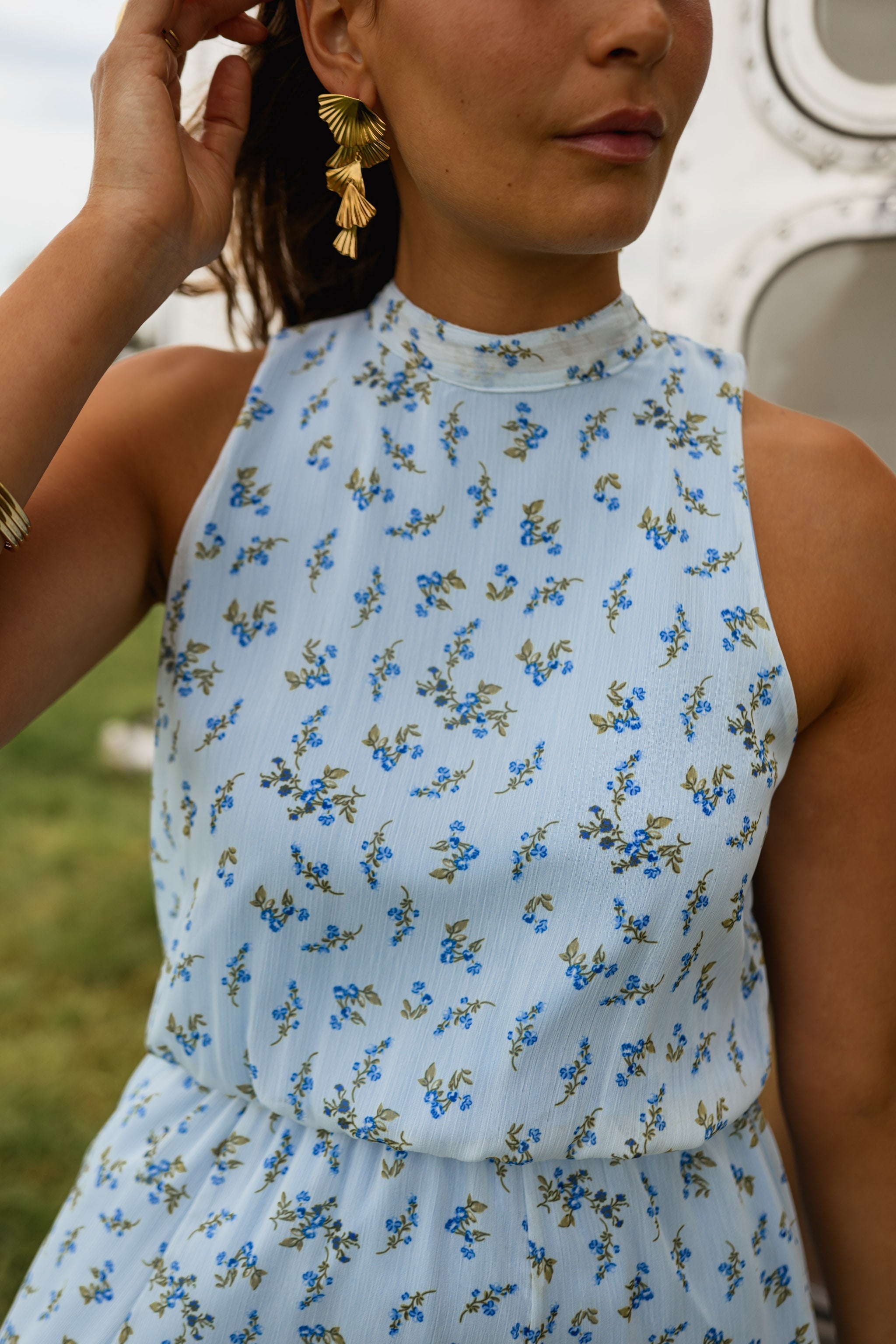 Blue Floral Axelle Dress