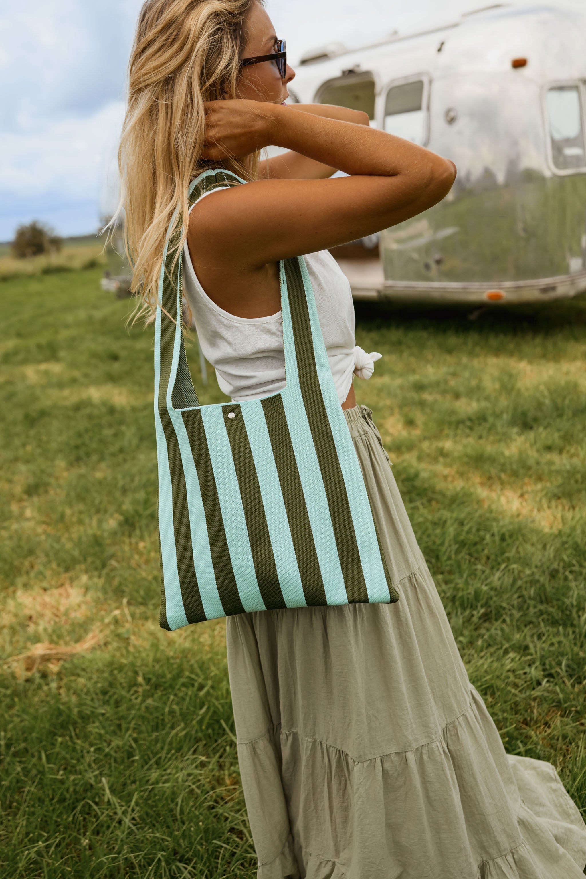 Blue With Khaki Stripes Mael Bag