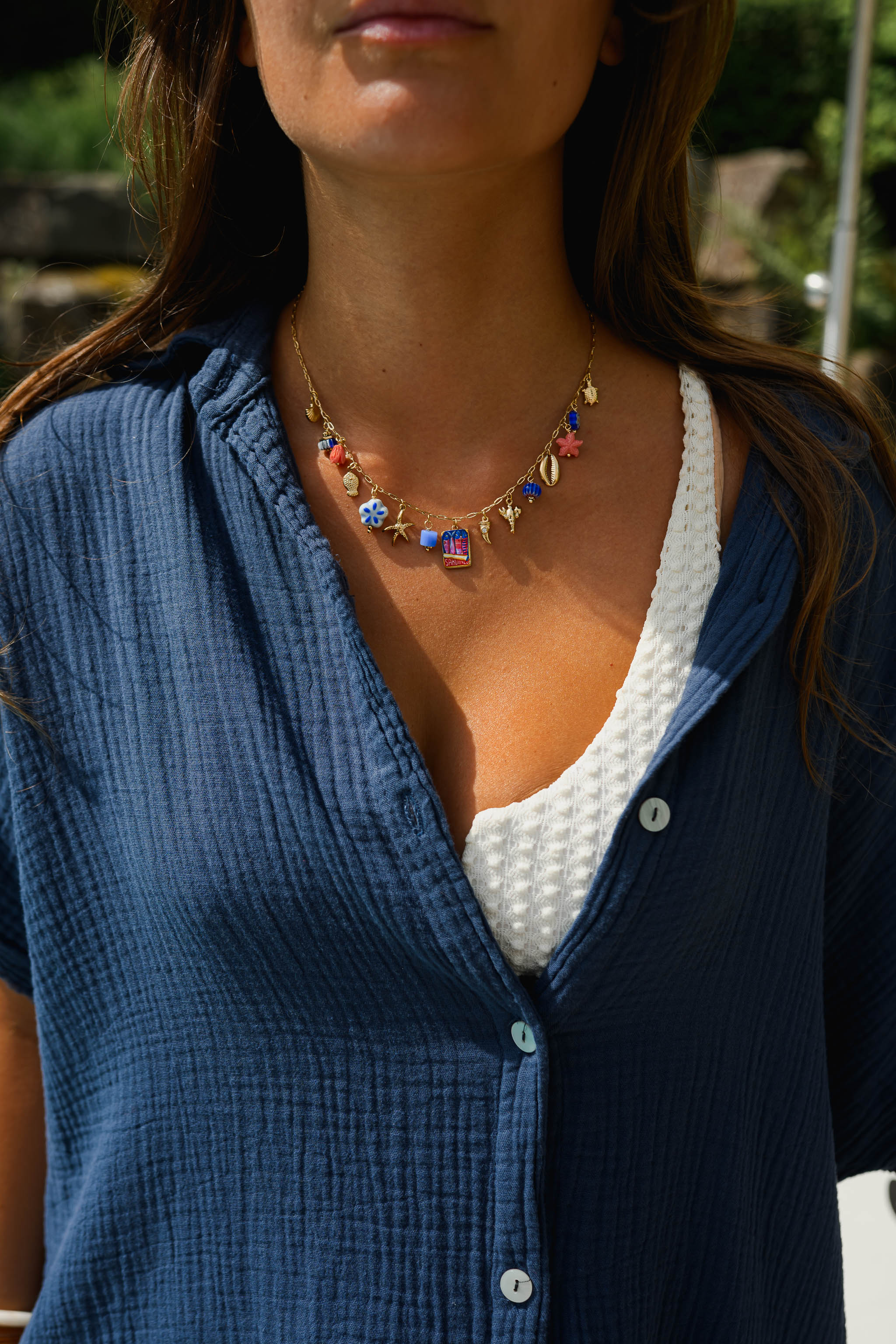 Gold and Blue Juma Necklace