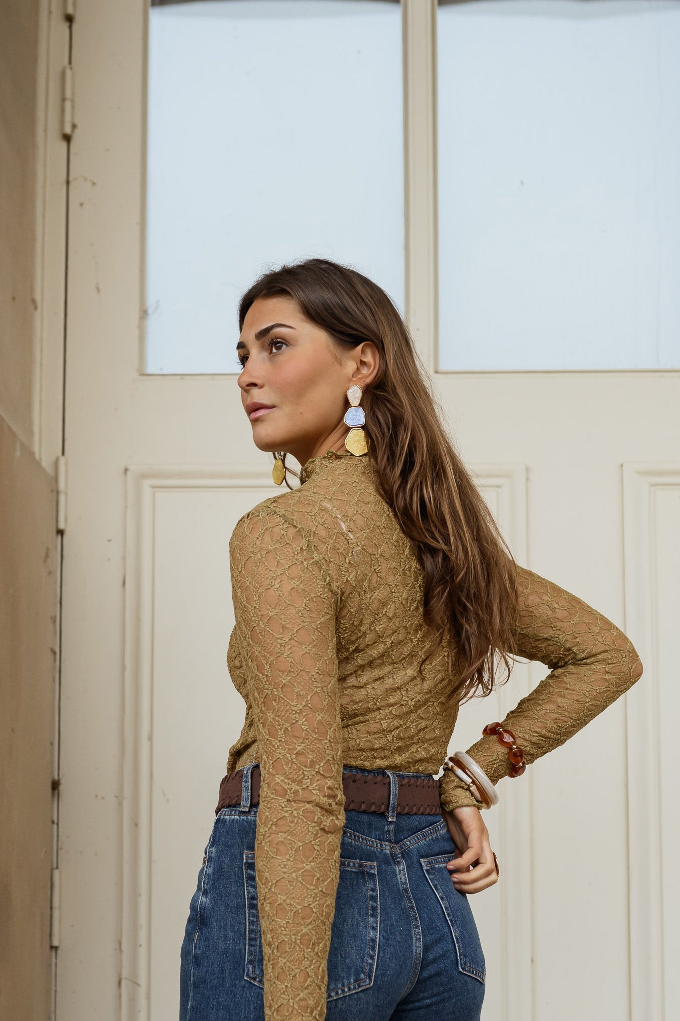 Gold and Blue Palo Earrings