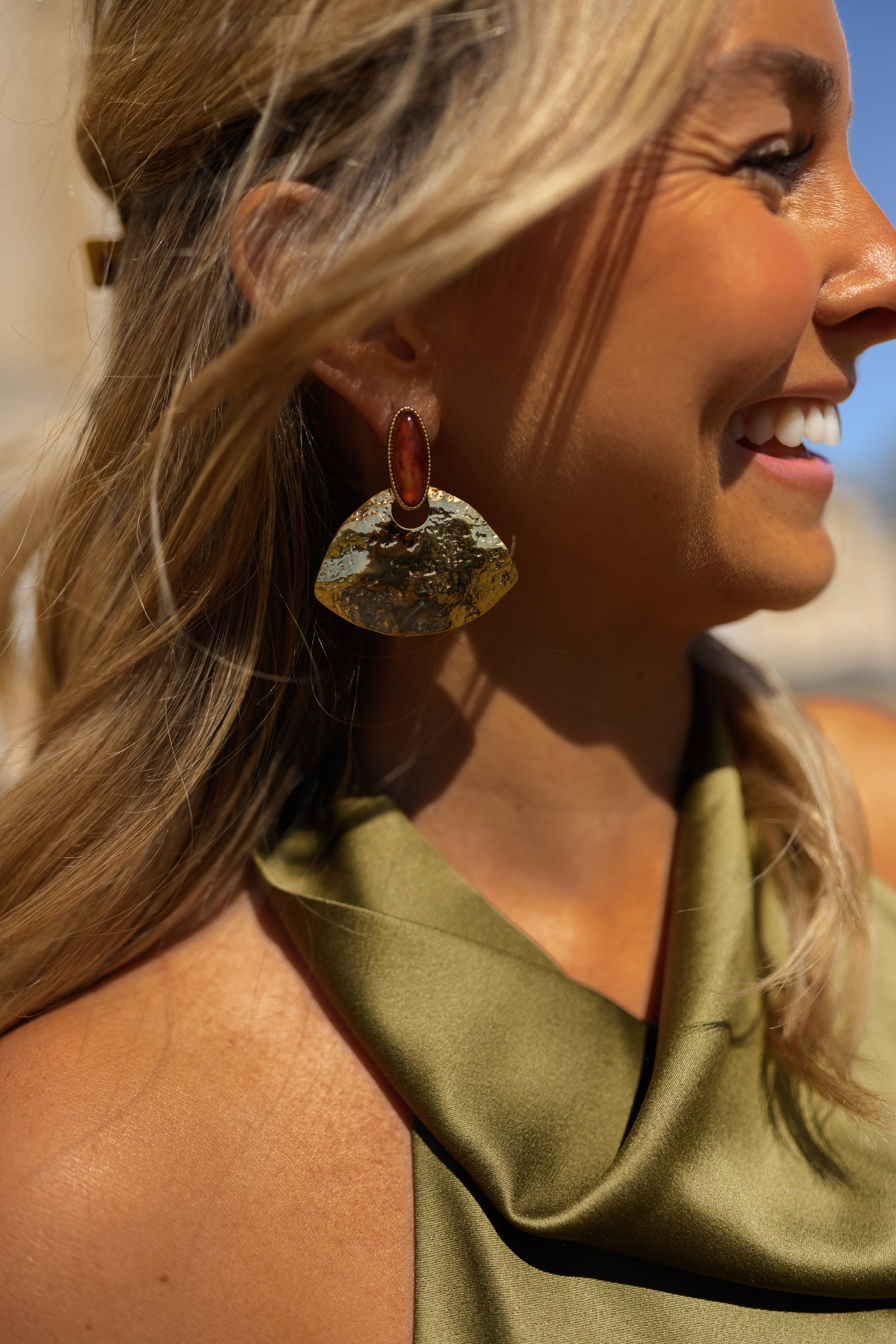 Golden And Brown Paly Earrings