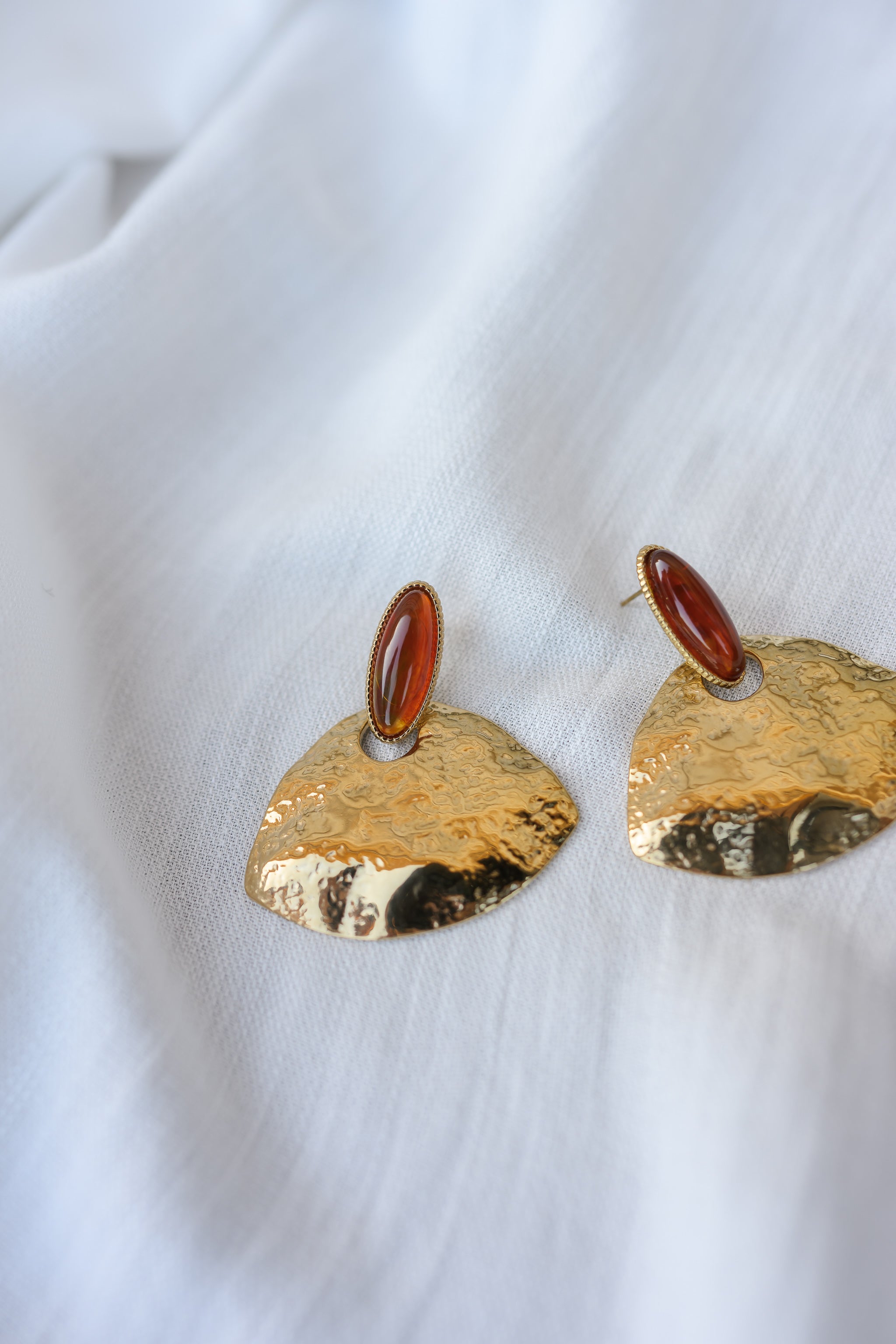Golden And Brown Paly Earrings