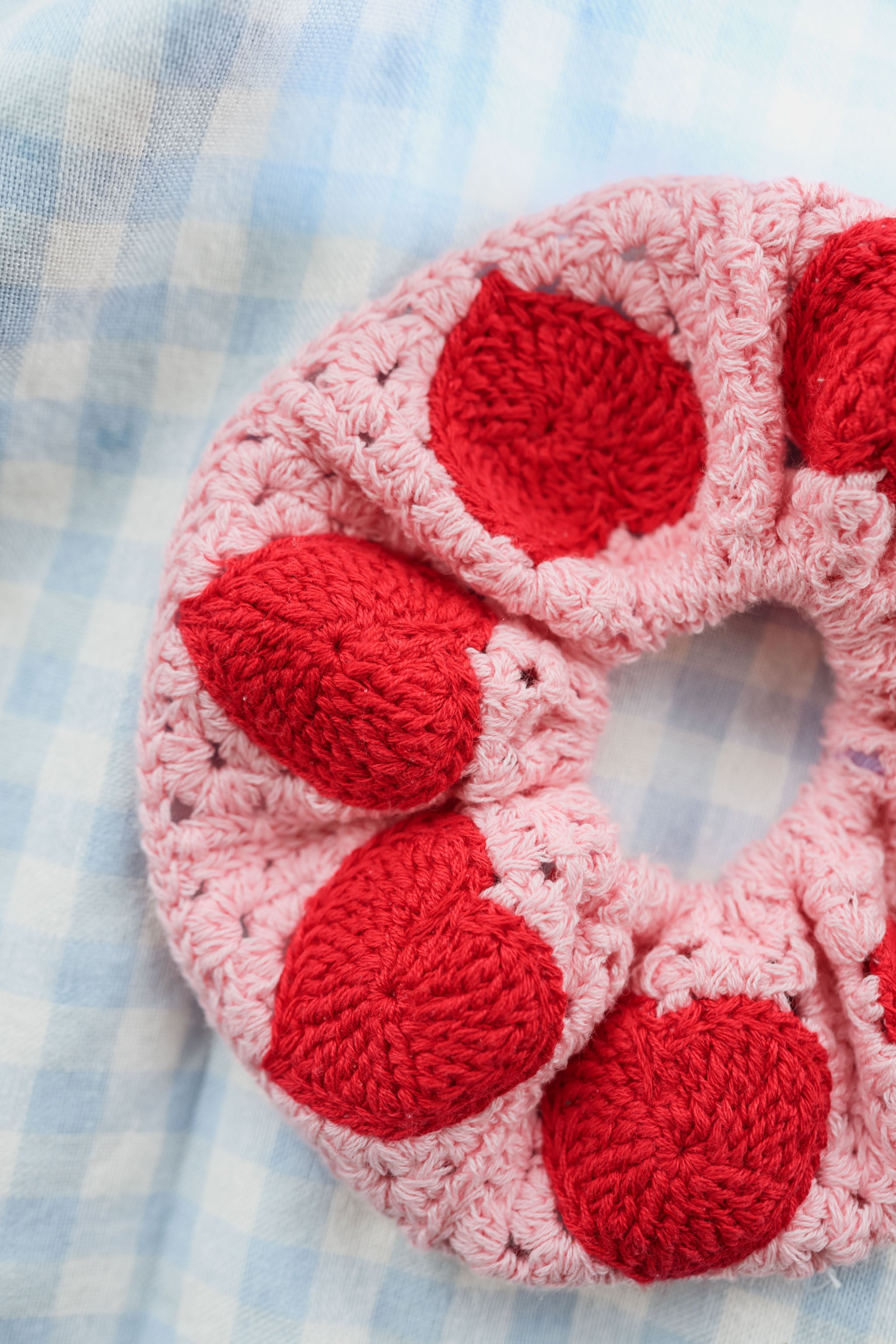 Pink Crochet Davy Scrunchie