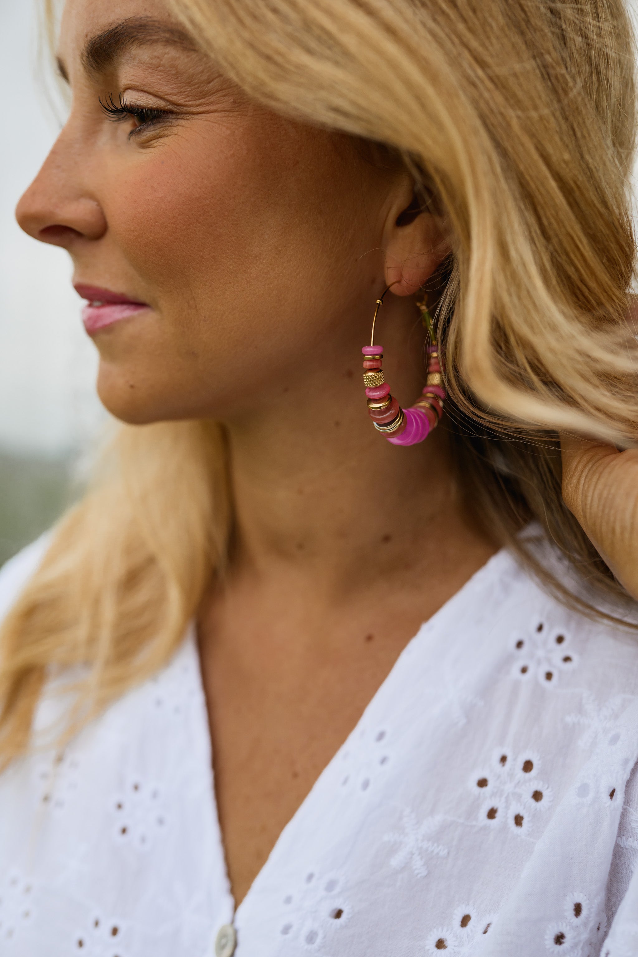 Pink And Golden Ringo Earrings