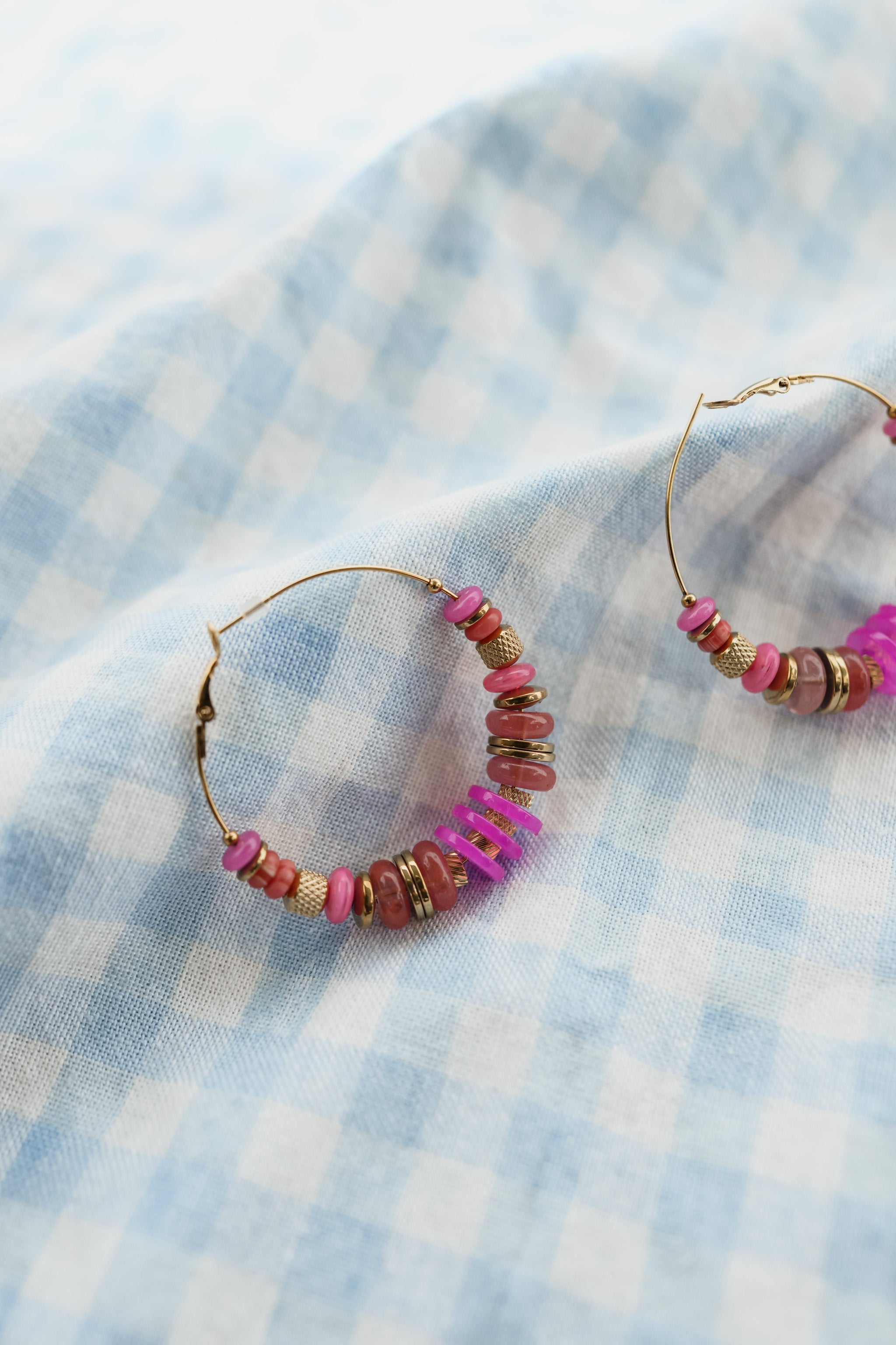 Pink And Golden Ringo Earrings