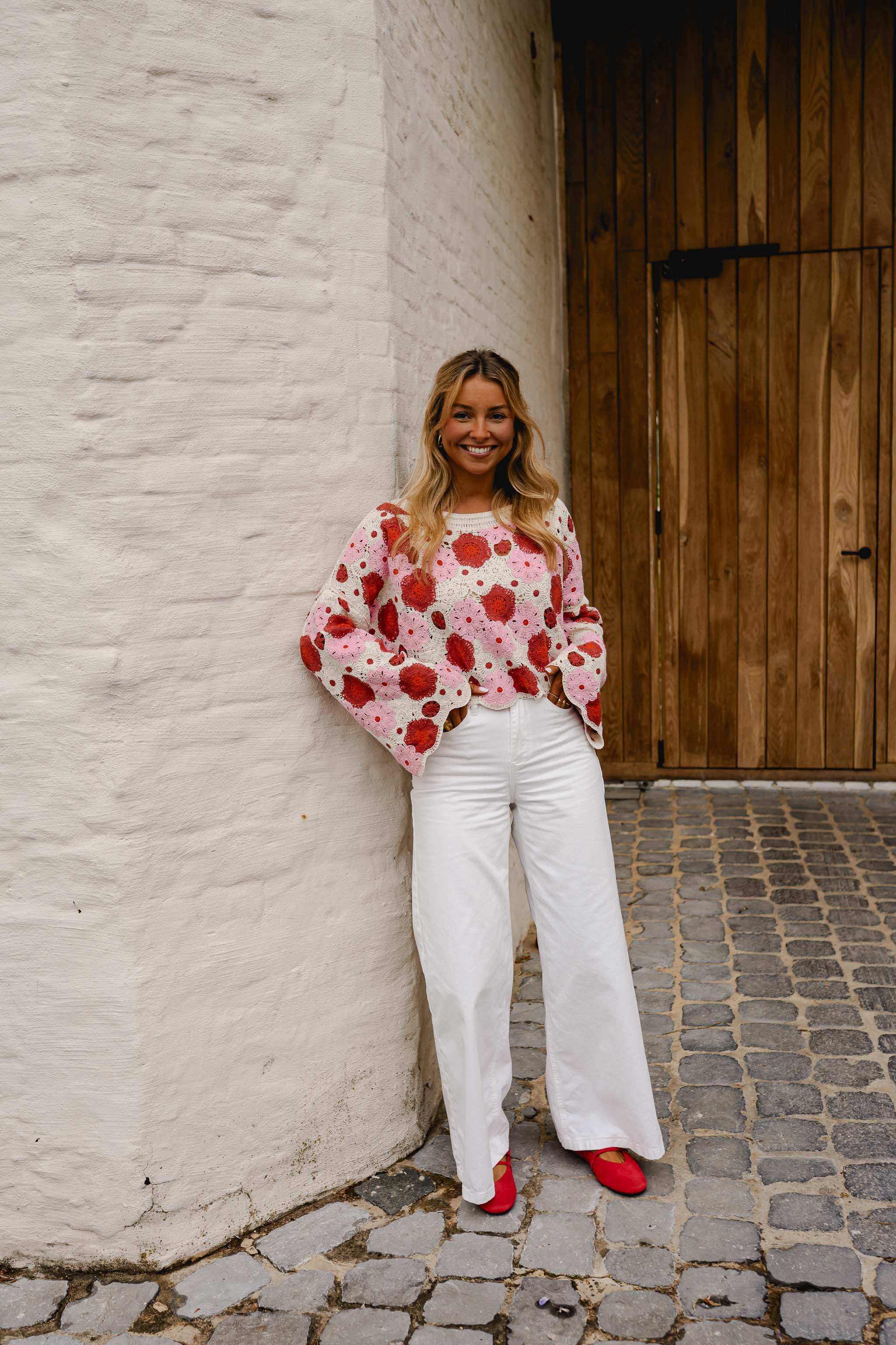 Pink And Red Crochet Tanja Blouse