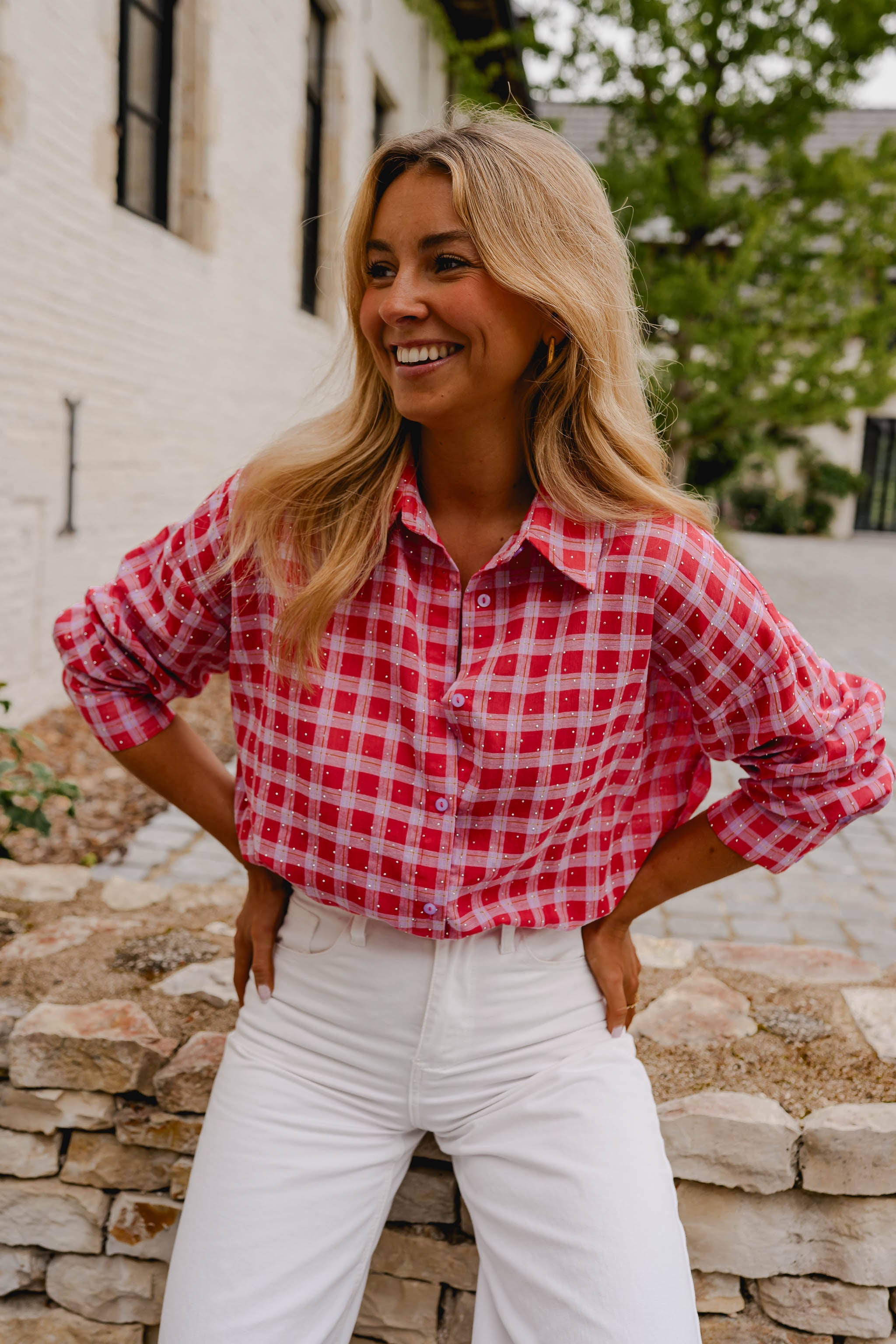 Red And Pink Plaid Dicki Shirt