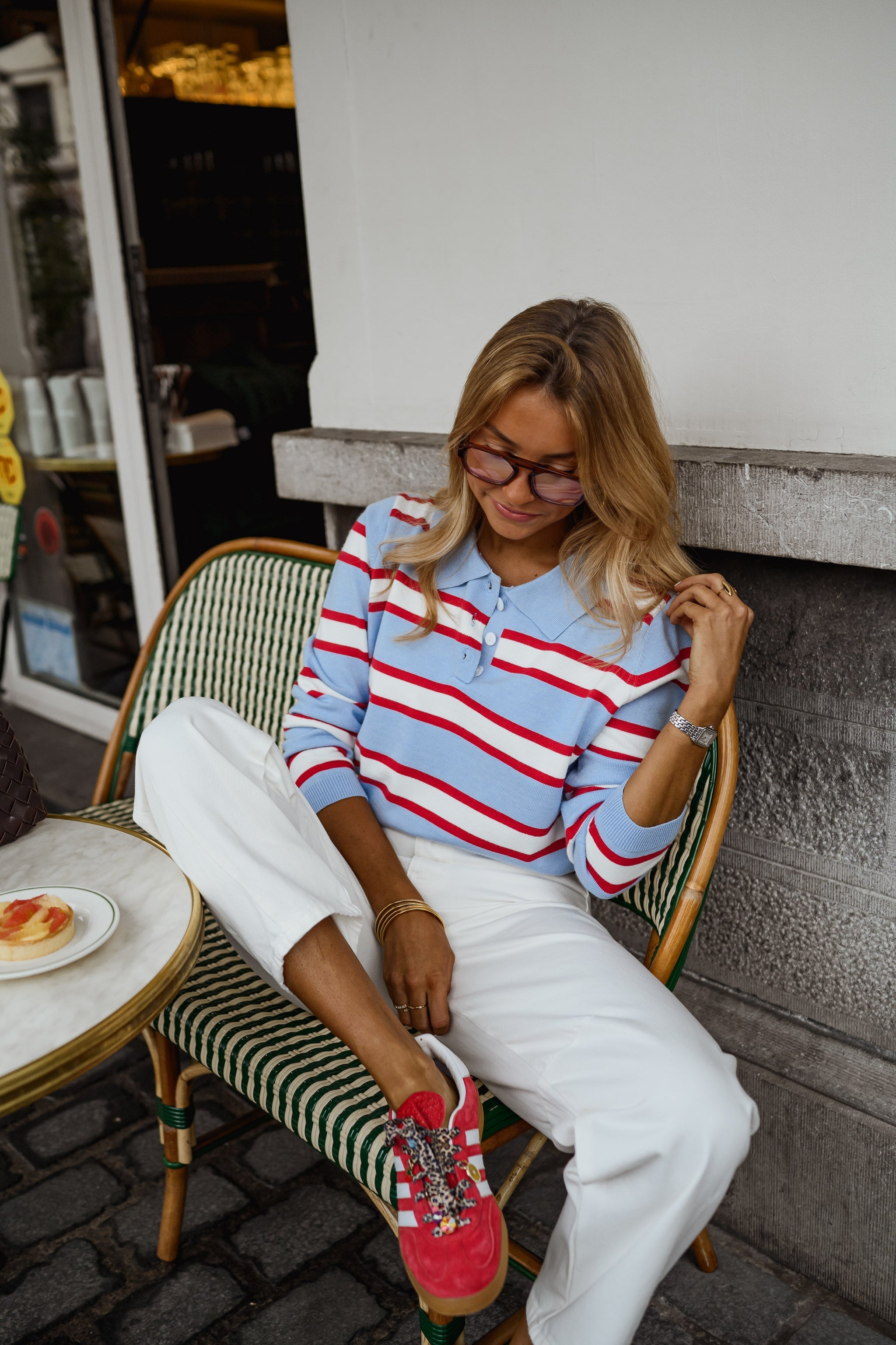 Sky Blue Striped Neva Polo