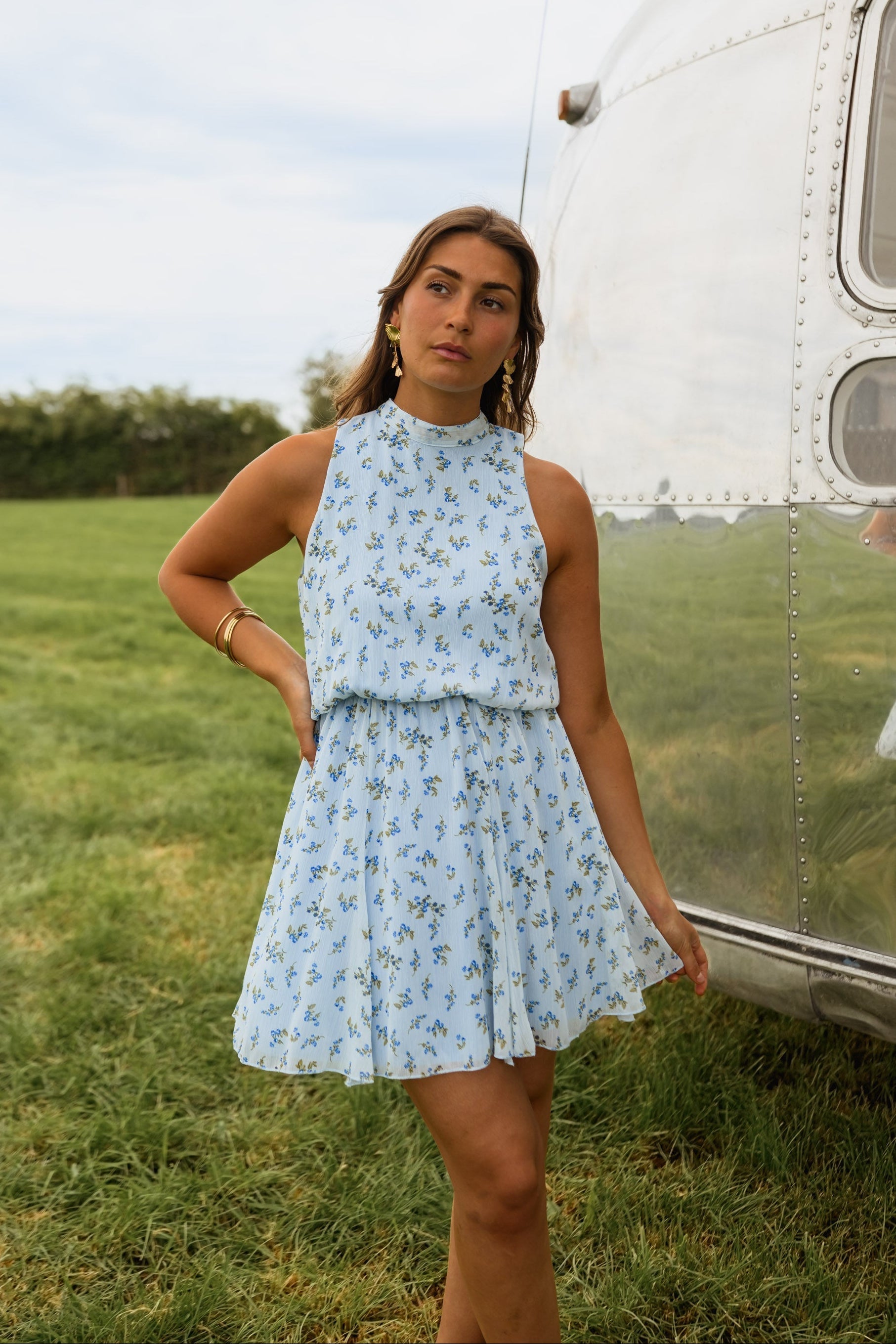 Blue Floral Axelle Dress