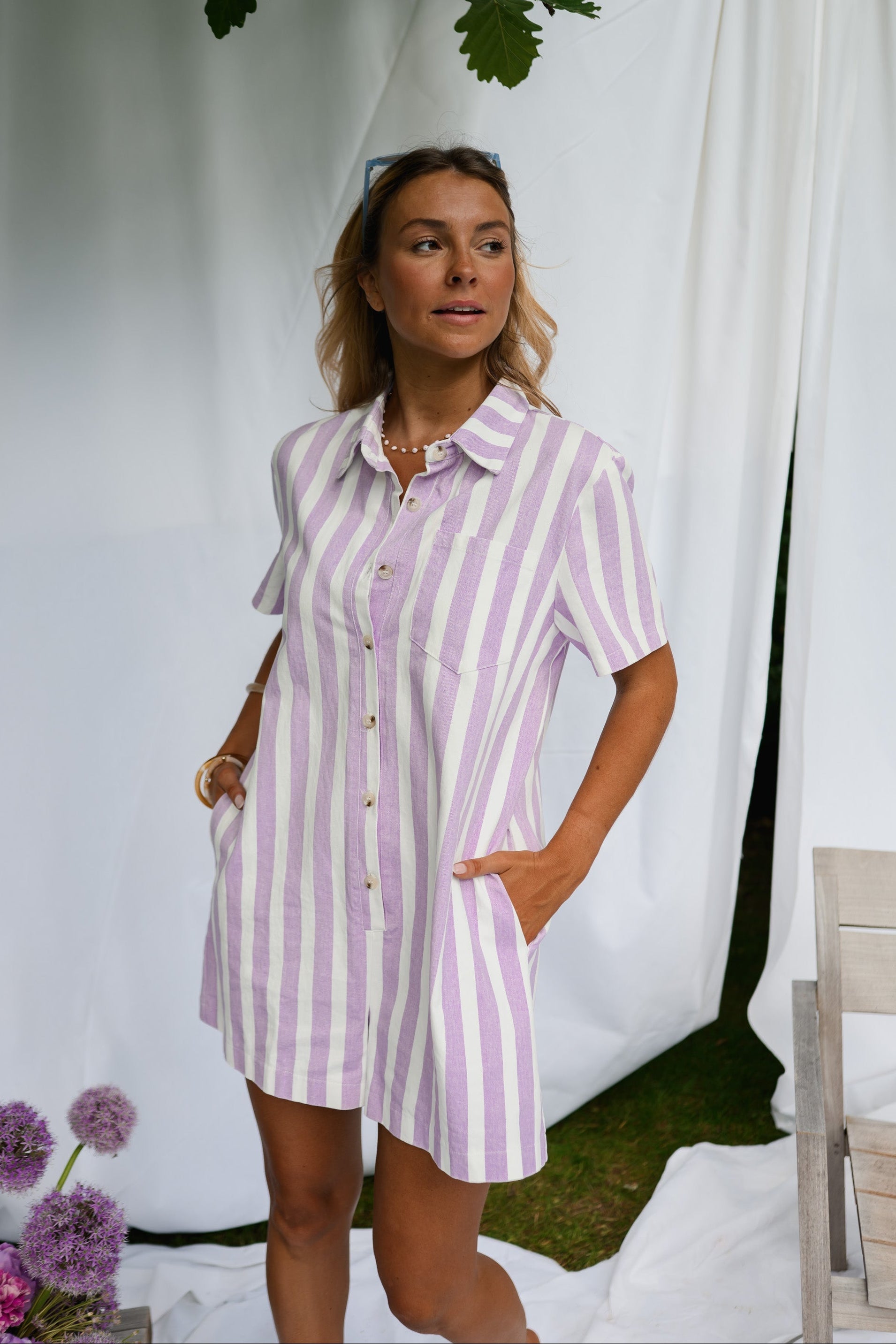 Mauve Striped Mariela Romper