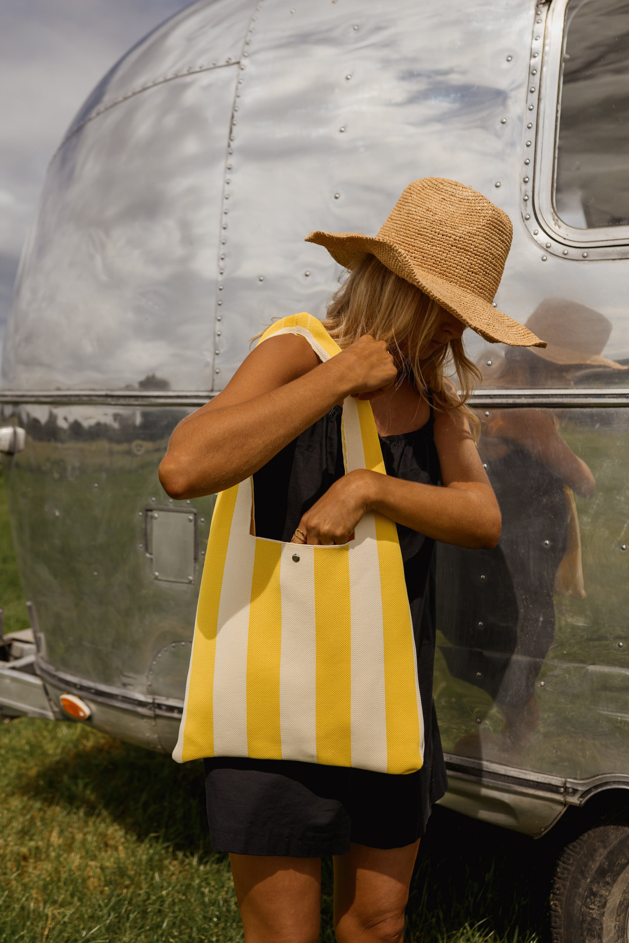 Yellow With Ecru Stripes Mael Bag