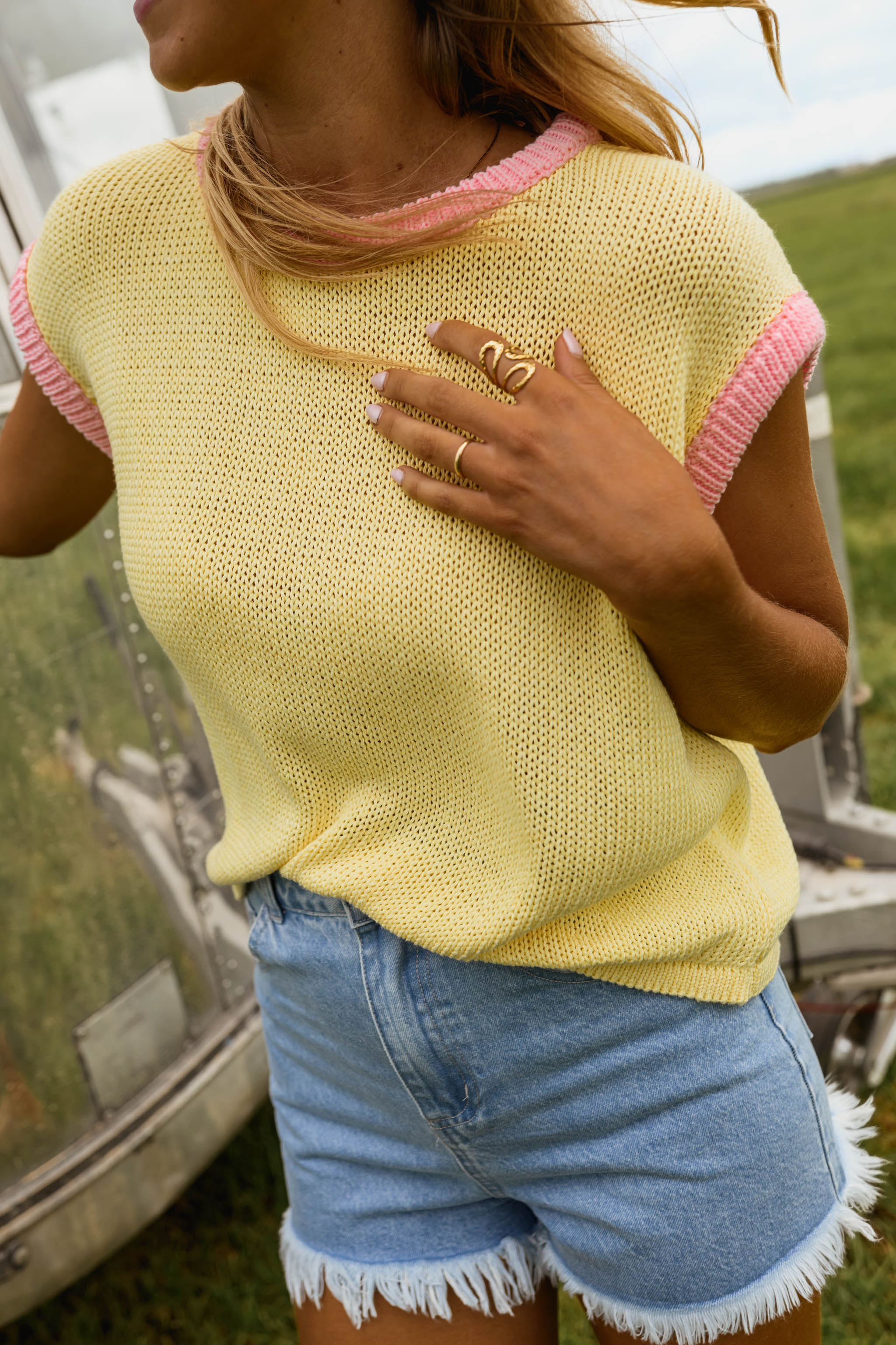 Yellow And Pink Kathia Sweater